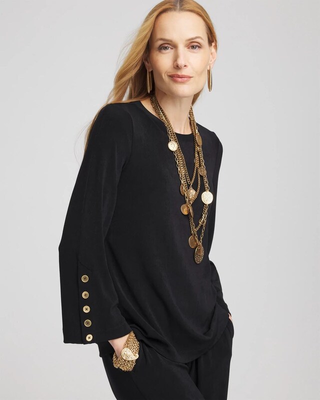 Travelers Button Bell Sleeve Top